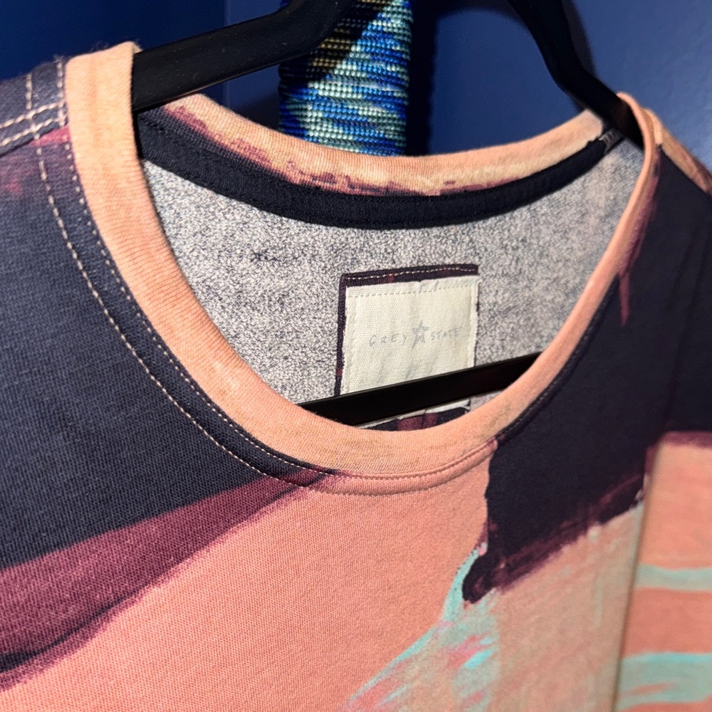 Grey State- Purple & Pink Abstract Landscape Long Sleeve Top - Picture 6 of 15